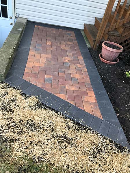 colored brick paved area