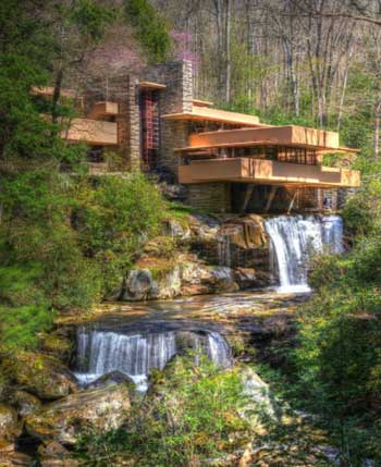 frank lloyd wright home on waterfall